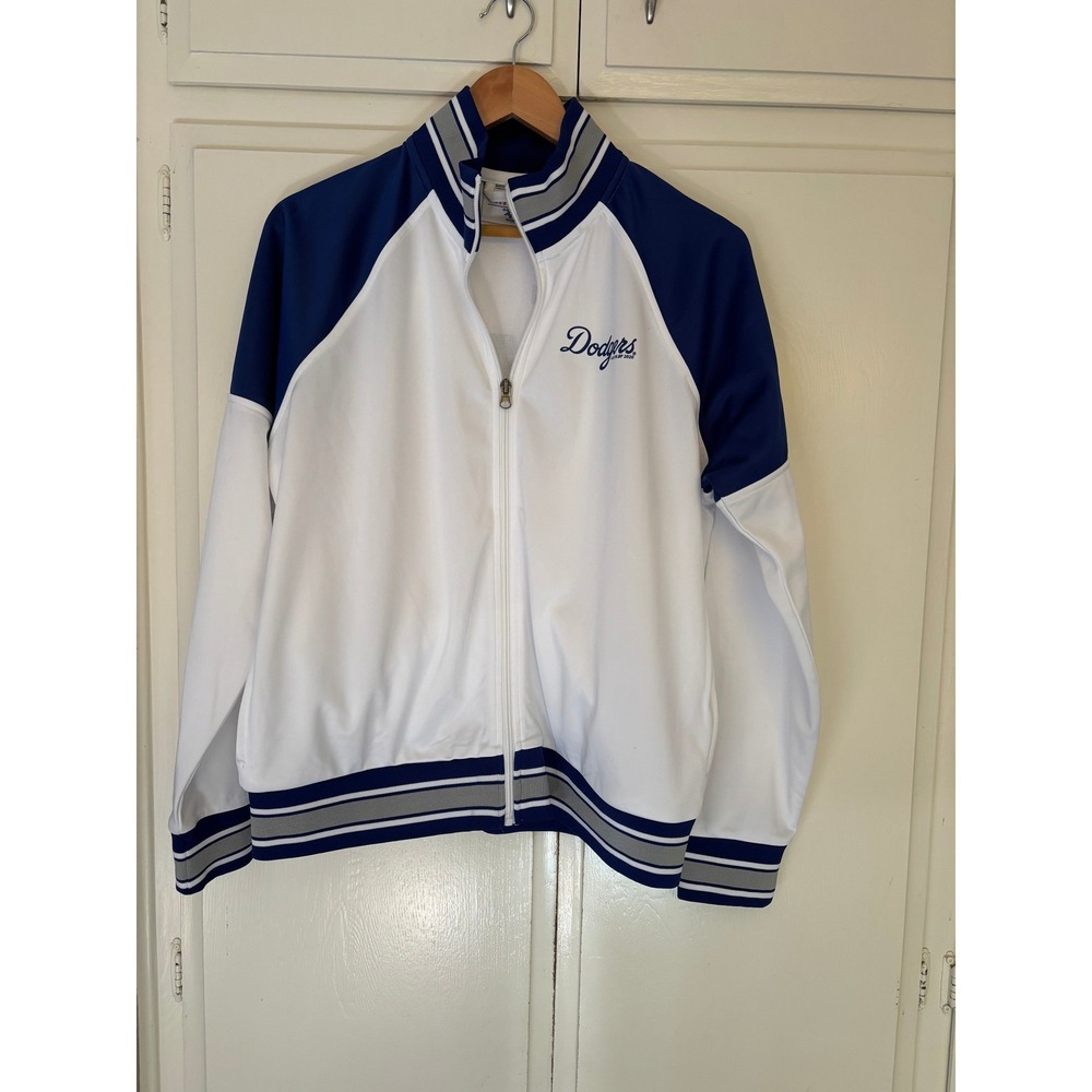 G-III 4Her LA Dodgers Track Jacket Womens Large White Blue Rhinestone Full Zip